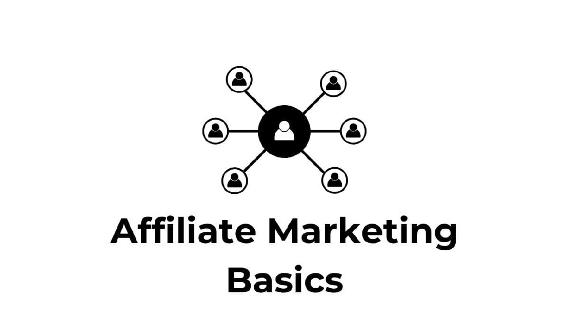 Circular Black and White Icons, Affiliate Marketing Basics Concept.